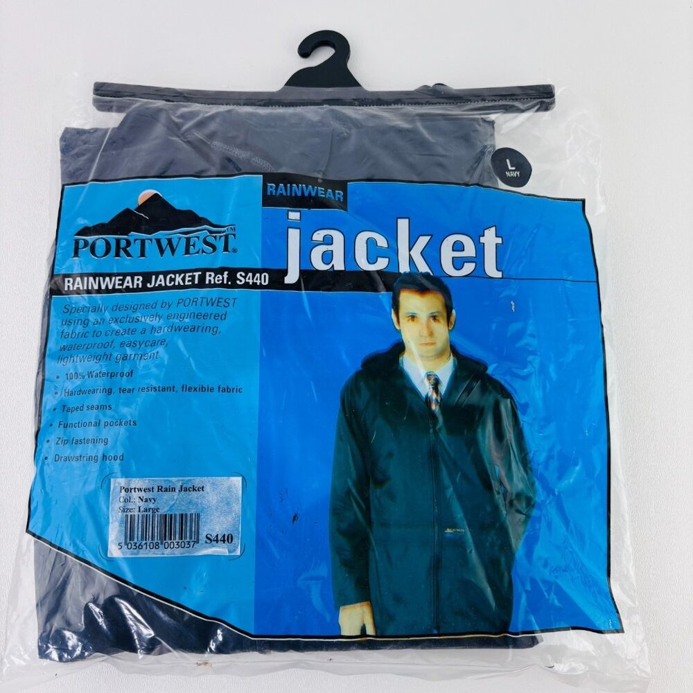 Rain Jacket Waterproof Large PVC Hooded Poly Portwest S440 Vented Blue New